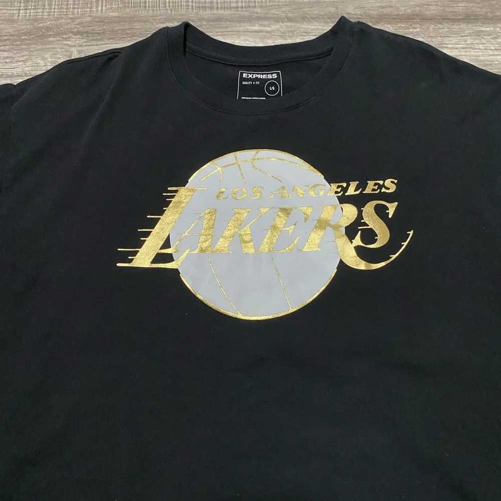 Express LA Lakers  Black and Gold Mens  Tee size Large 100% cotton - Picture 3 of 11